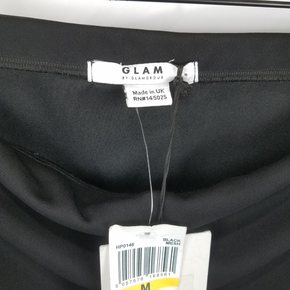 NWT Glam Black Flower Embroidered Pencil Skirt w/ Sheer Mesh Overlay, Size M - Picture 4 of 5